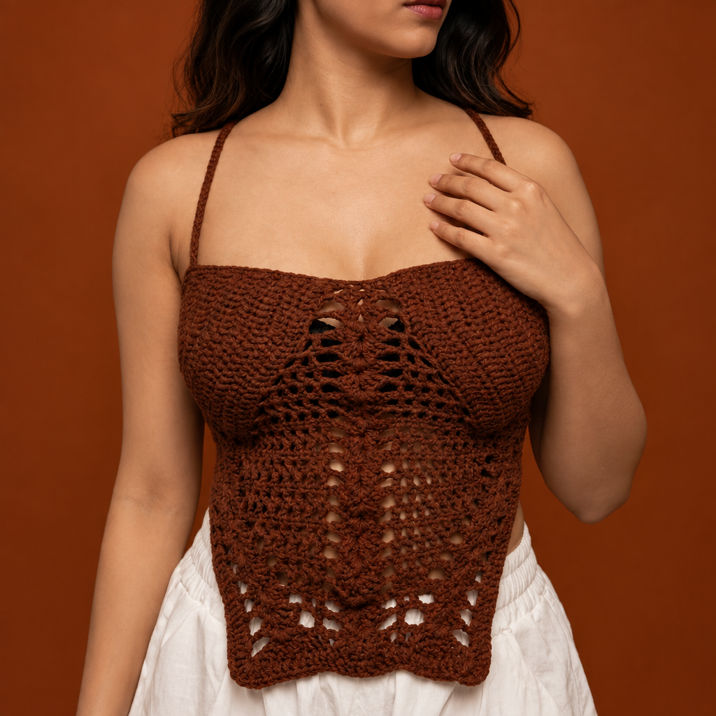 Cocoa Lace Top - handmade crochet top by Crozele, view 2
